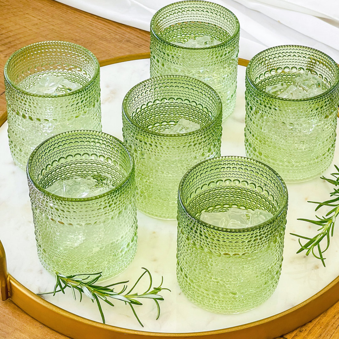 Cissy 10 Oz. Textured Beaded Clear Glass (Set Of 6)